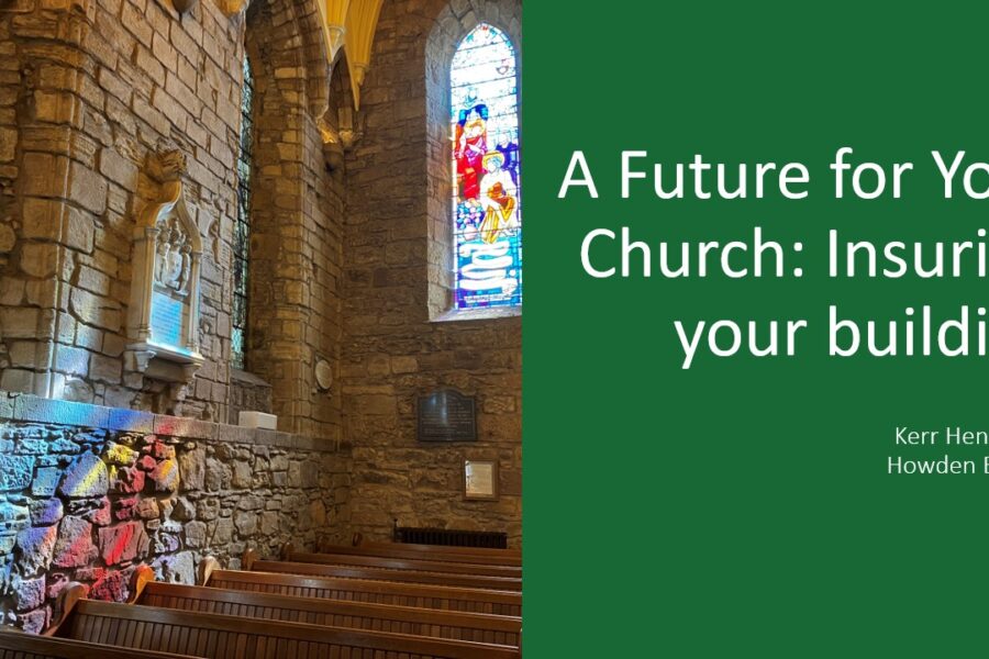 An image of the interior of a church with the words: A Future for your Church. Insuring your building.