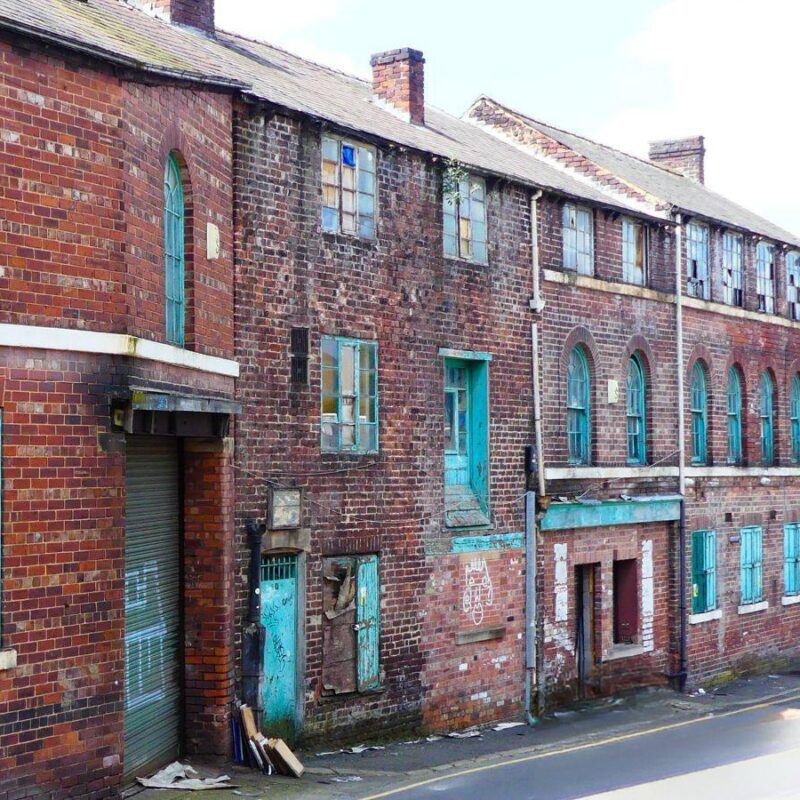 Historic ruined industrial style buildings in Sheffield