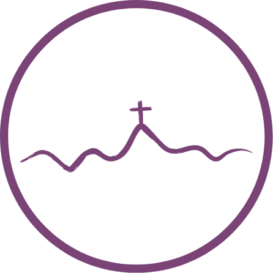 A logo featuring a wavy line with a cross on it. 