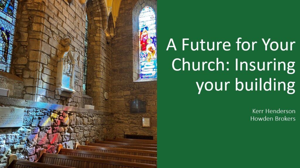 An image of the interior of a church with the words: A Future for your Church. Insuring your building.