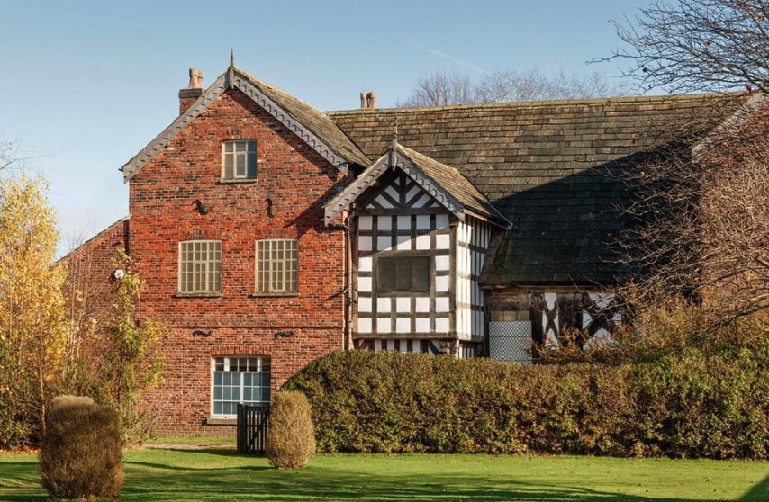 Photo of the medieval timber framed hall from the late 13th century.